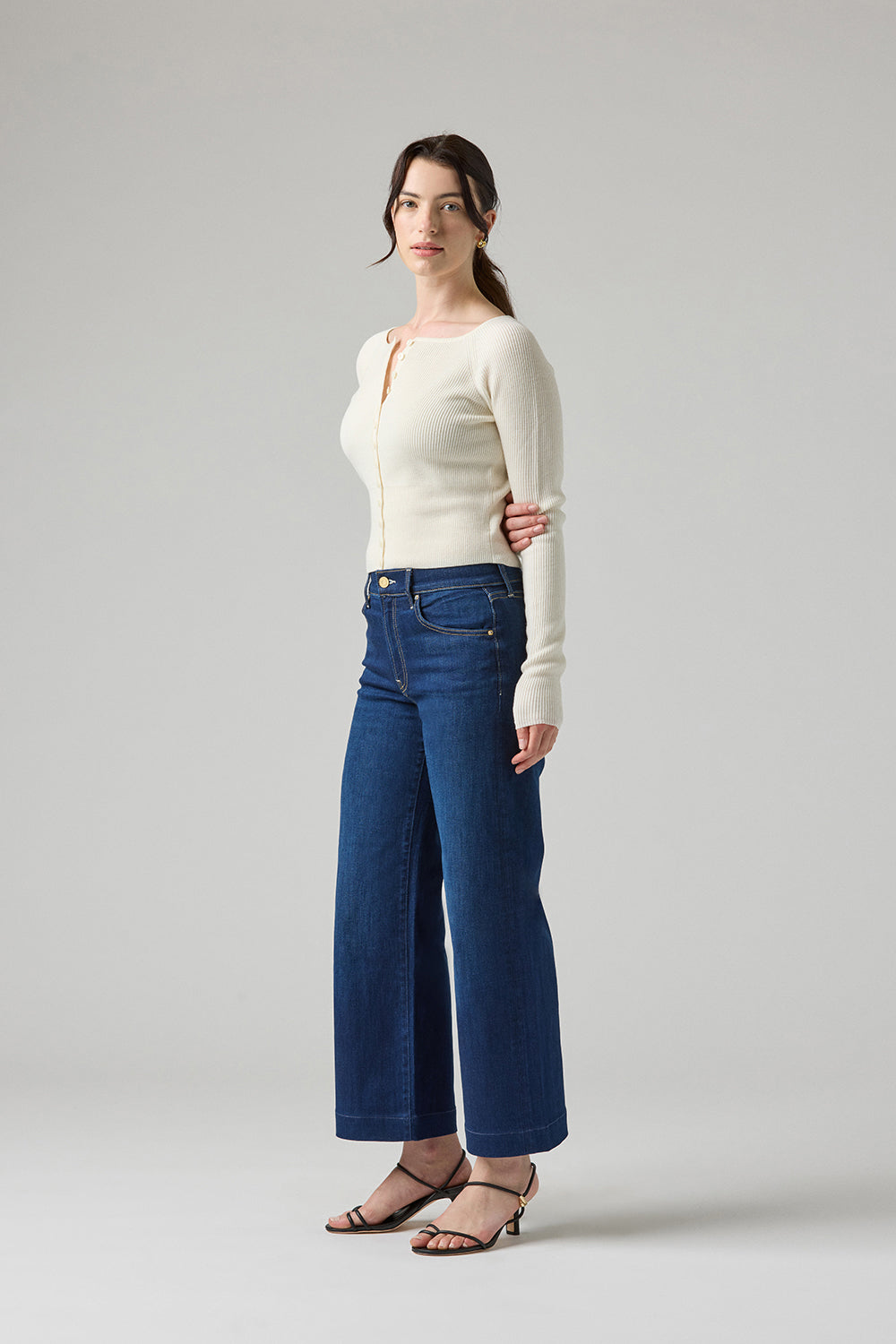 The Malibu Wide Denim Cropped  |  Deep Sapphire