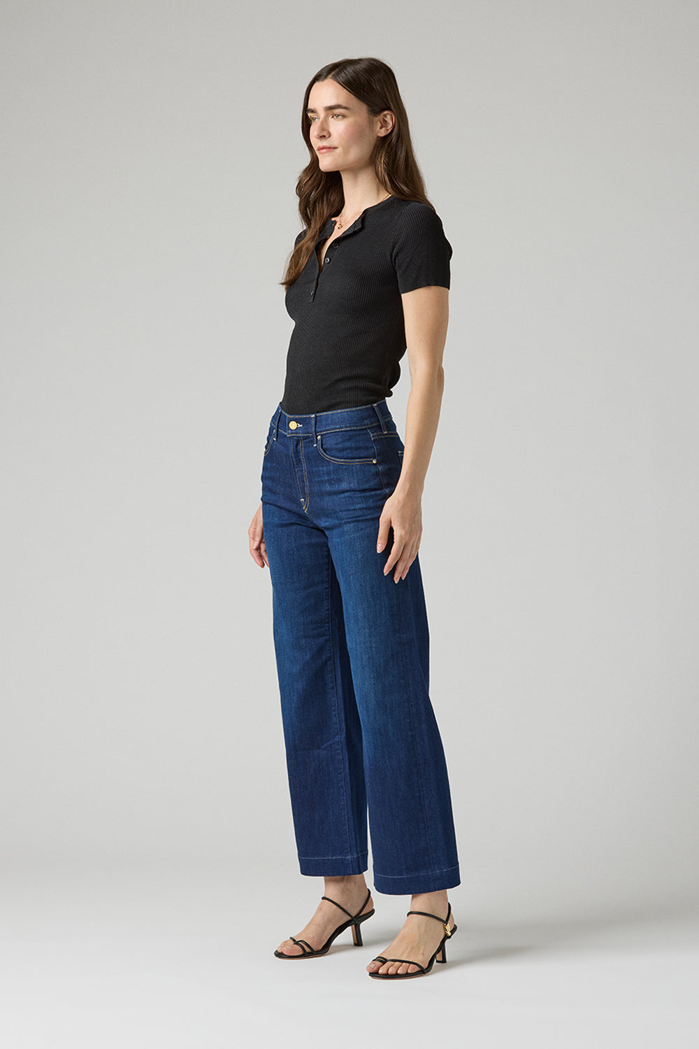 The Malibu Wide Denim Cropped  |  Deep Sapphire