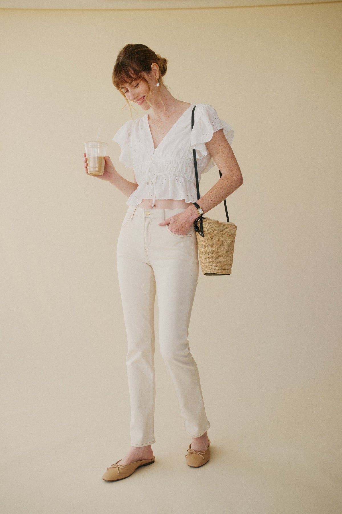 The Melrose Slim Straight Denim  |  White Sand