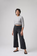 The Malibu Wide Denim Cropped  |  Black Diamond