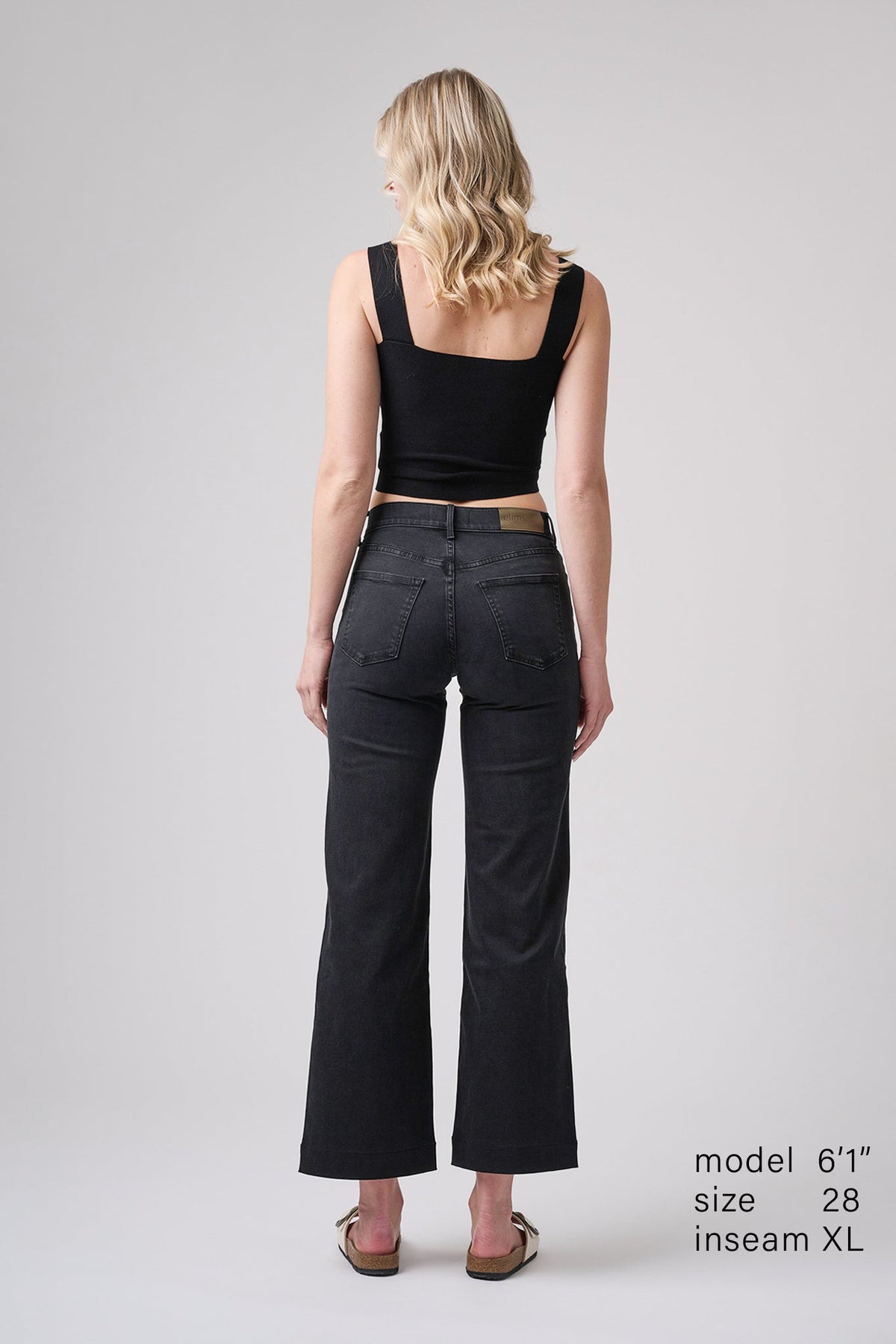 The Malibu Wide Denim Cropped  |  Black Diamond