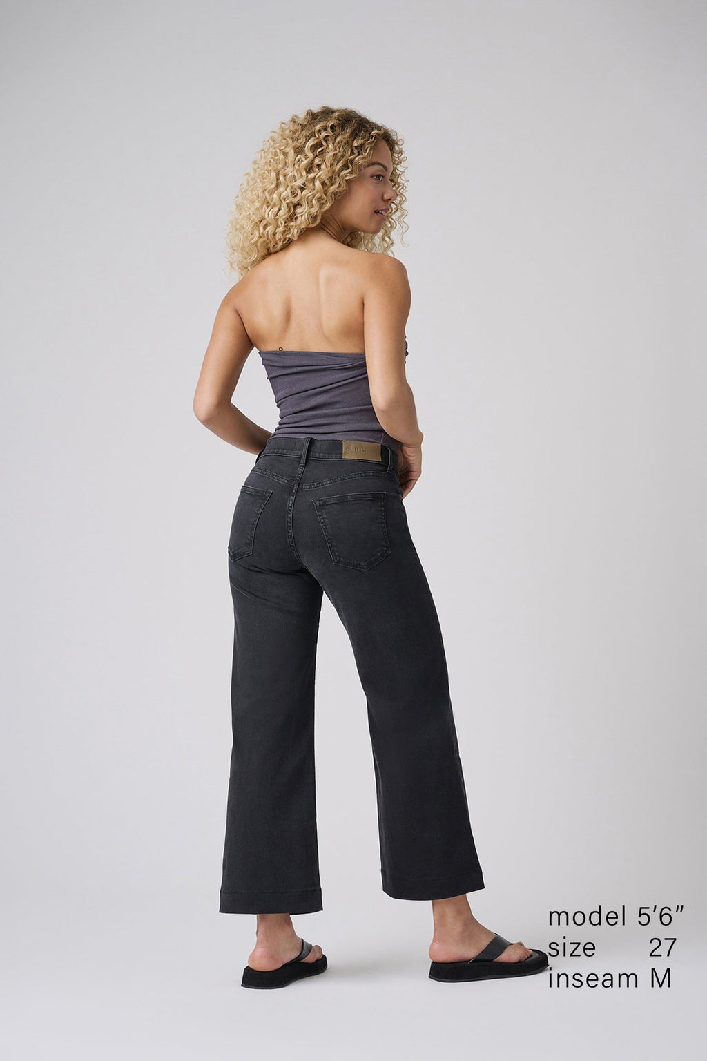 The Malibu Wide Denim Cropped  |  Black Diamond
