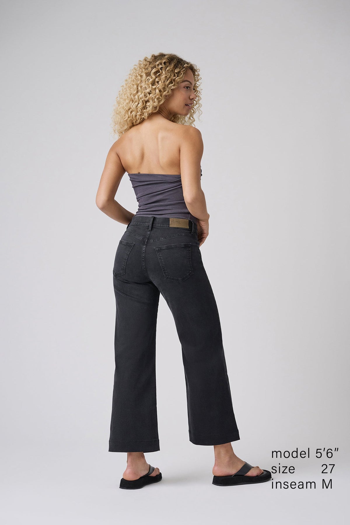 The Malibu Wide Denim Cropped  |  Black Diamond