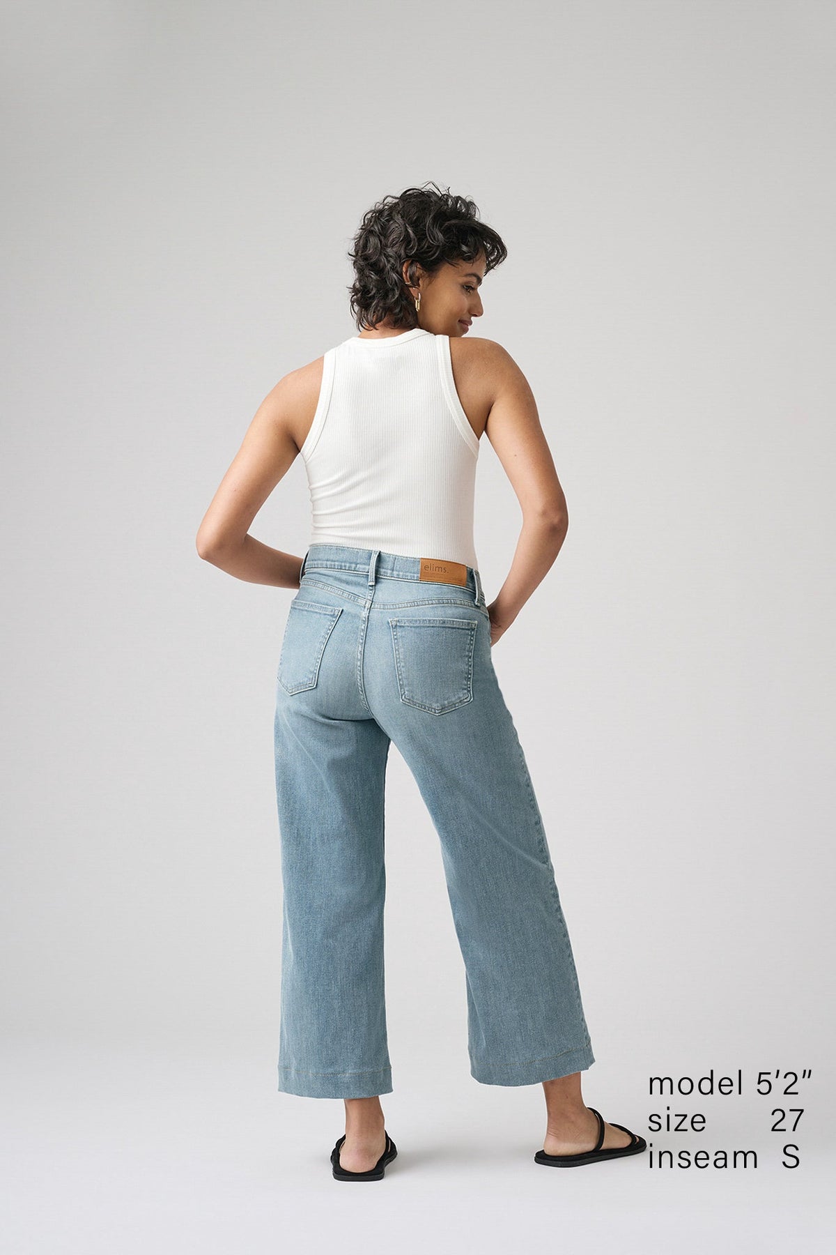 The Malibu Wide Denim Cropped  |  Pebble