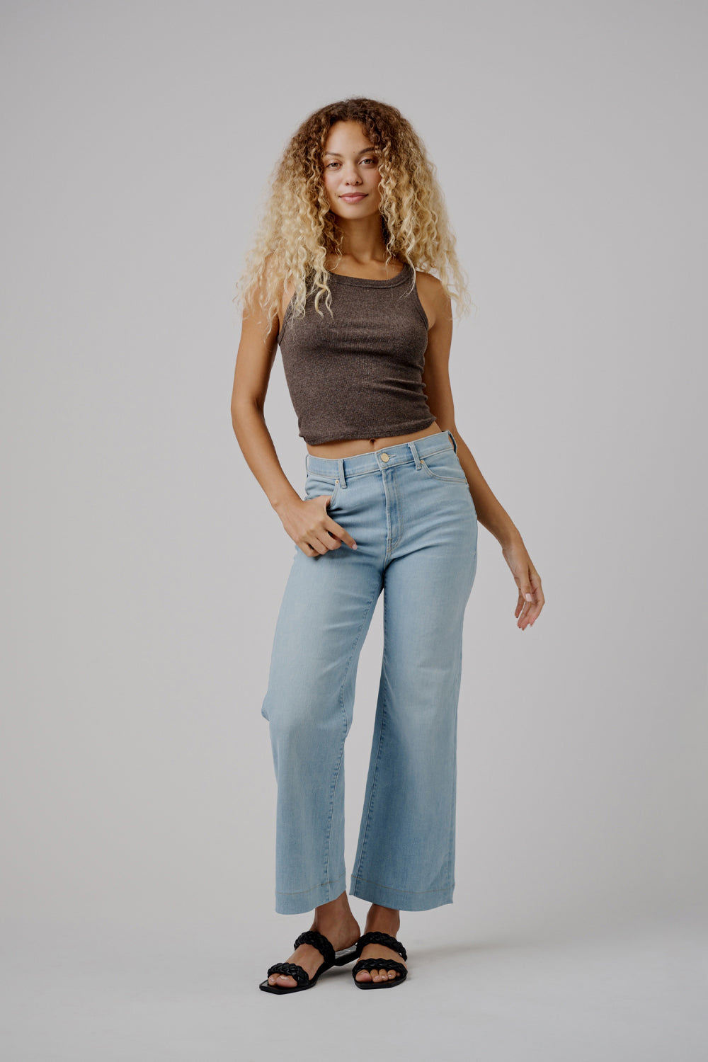 The Malibu Wide Denim Cropped  |  Cloud