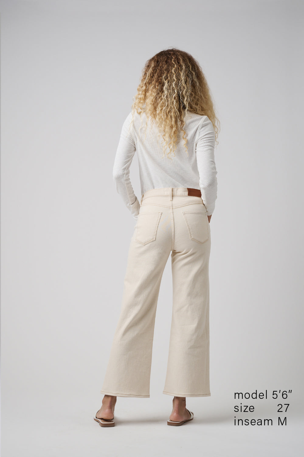 The Malibu Wide Denim Cropped  | White Sand
