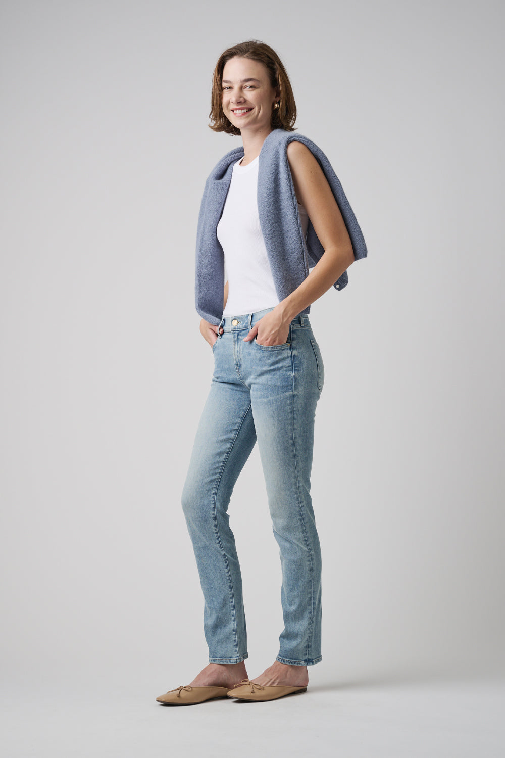 The Melrose Slim Straight Denim  |  Pebble