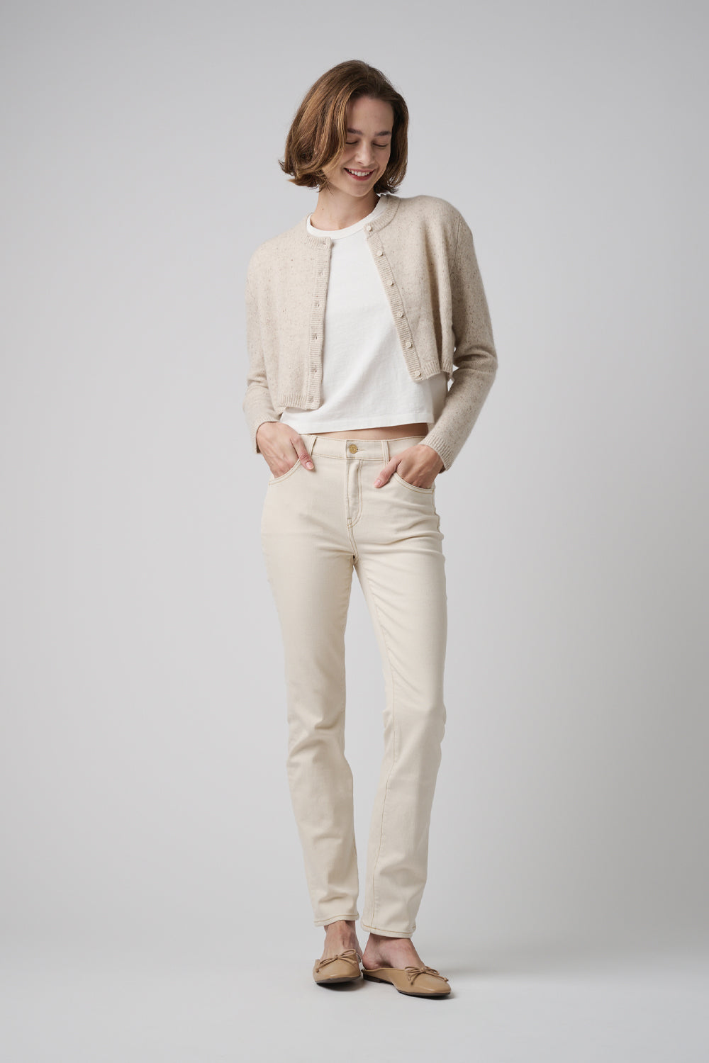 The Melrose Slim Straight Denim  |  White Sand