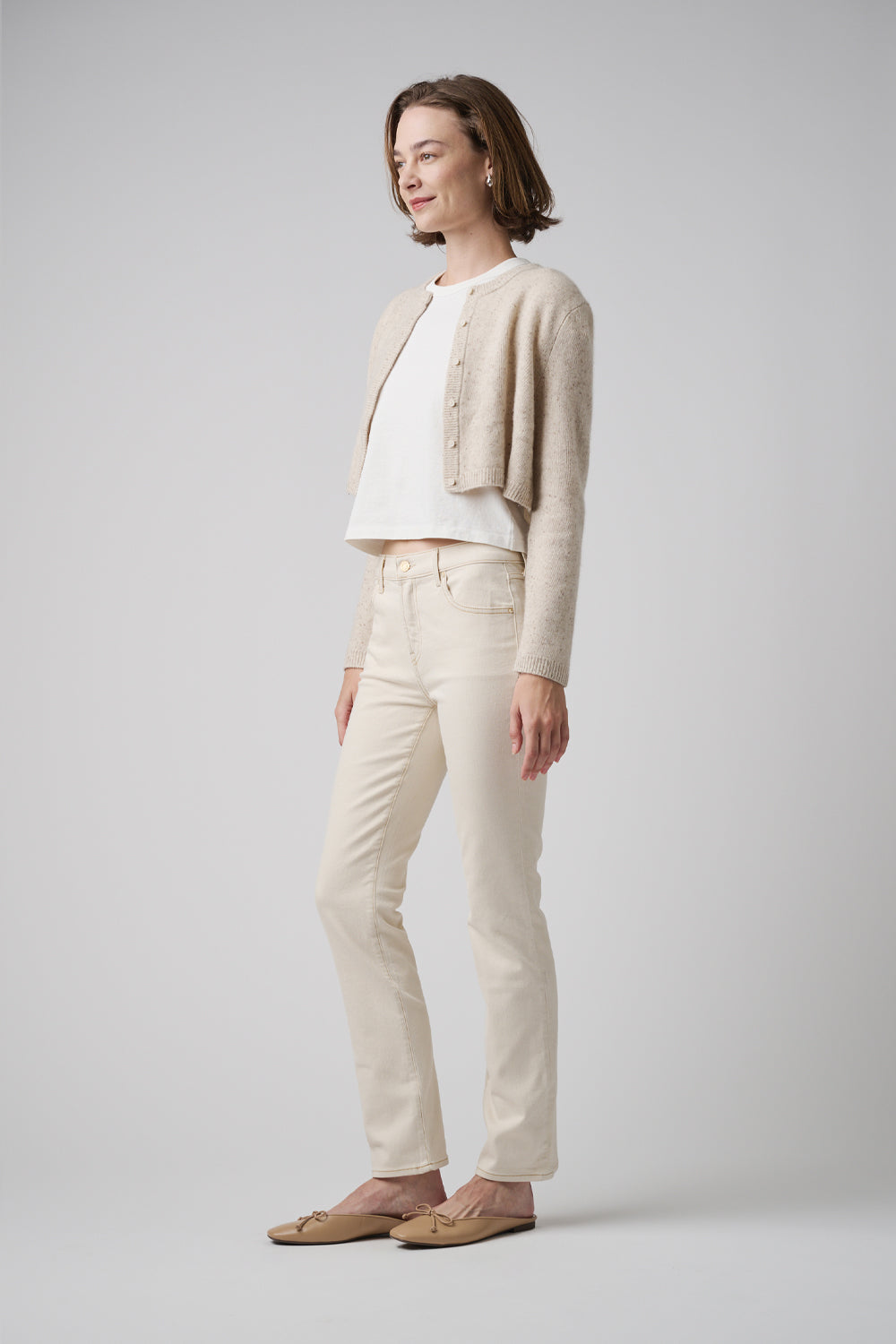 The Melrose Slim Straight Denim  |  White Sand