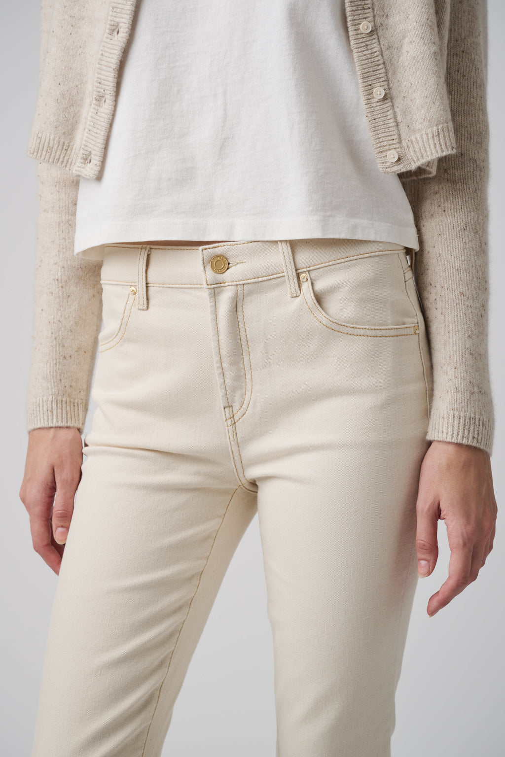 The Melrose Slim Straight Denim  |  White Sand