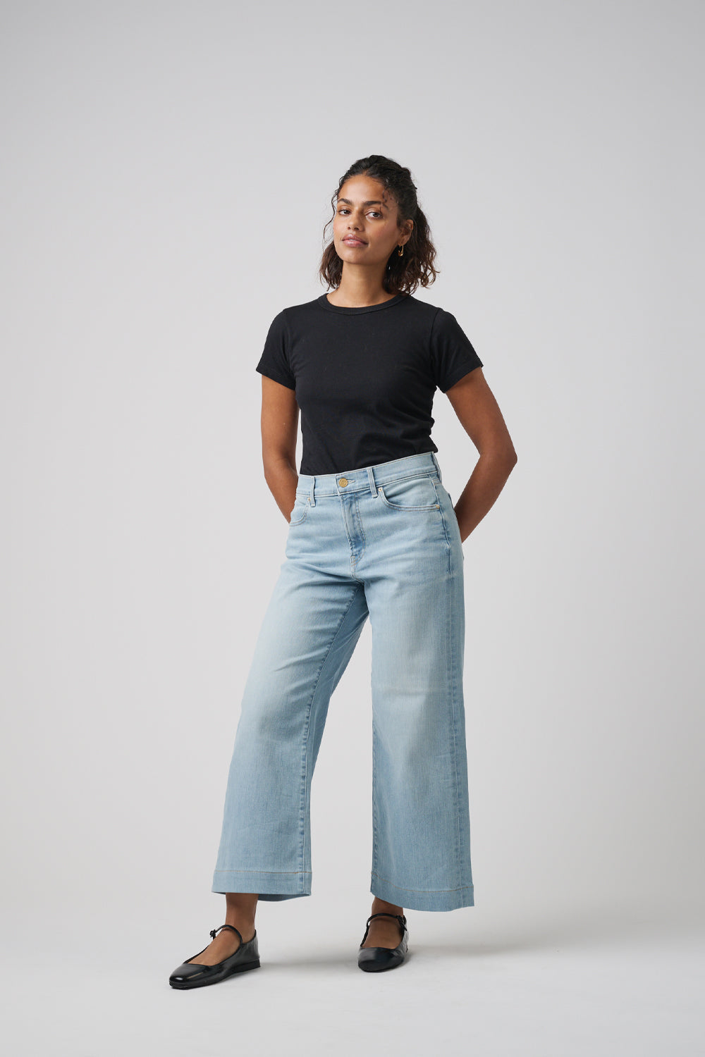 The Malibu Wide Denim Cropped  |  Cloud