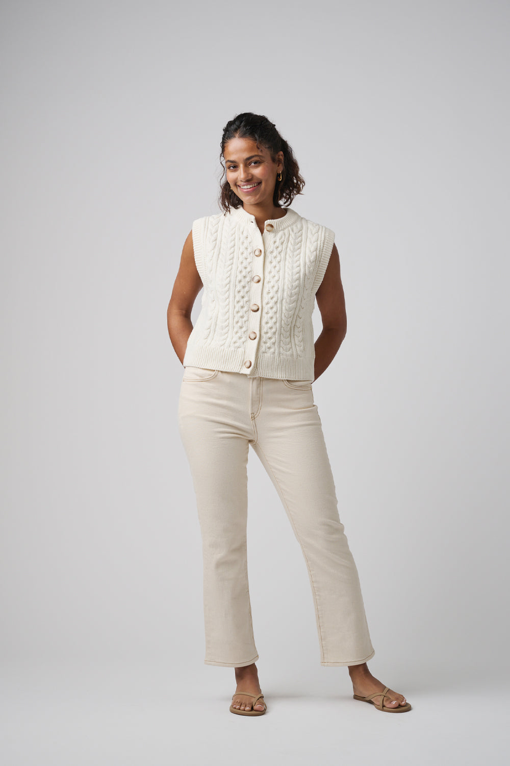The Melrose Slim Straight Denim  |  White Sand