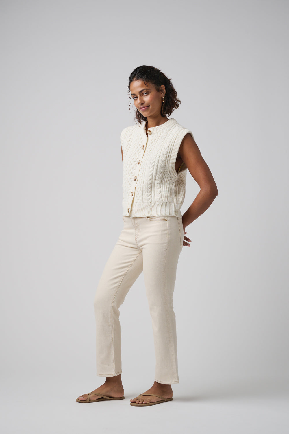 The Melrose Slim Straight Denim  |  White Sand
